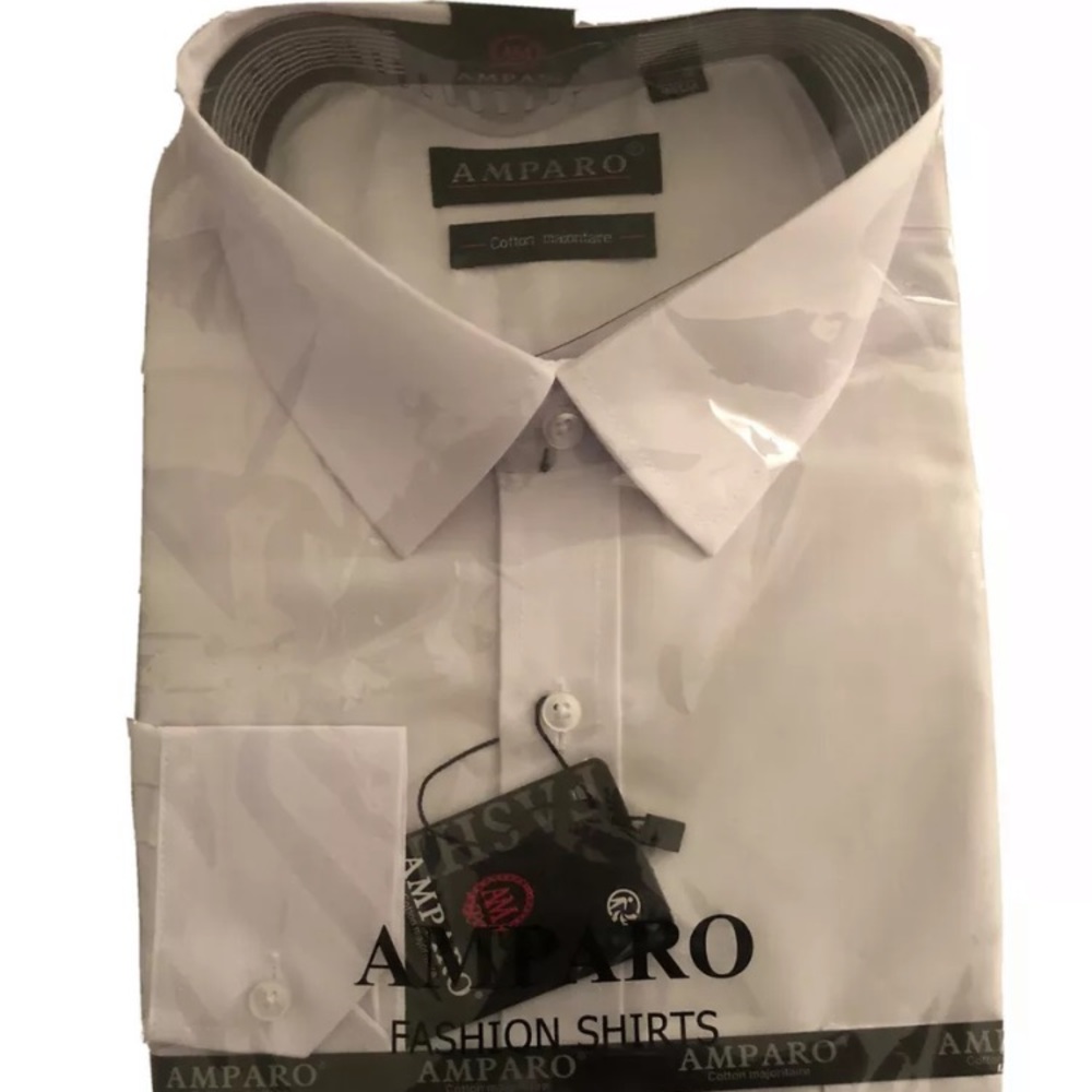 Amparo Men’s Fashion White Colored Dress Shirt